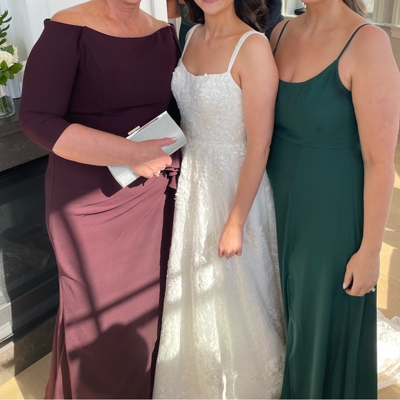 Jovani - Scuba Off the Shoulder Bell Sleeves Mother of the Bride Dress 00446 - Picture 5 of 8